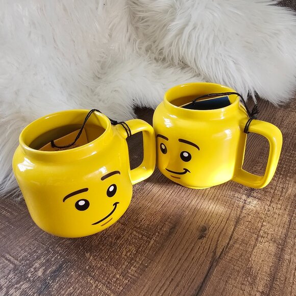 NWT! (Set of 2) 2019 Lego Smirk Head Ceramic Mug Small/255ml/8.5oz - Picture 1 of 8